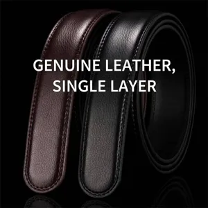 Sangle de Ceinture en Cuir de Vachette pour Hommes pour Boucle Automatique Texture Litchi Ceinture de Remplacement Sans Boucle