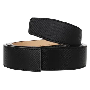 Durable black textured men's automatic belt strap 3.5cm width for business attire