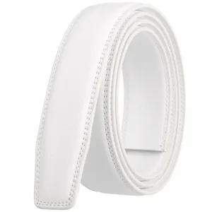 Professional premium white men's automatic leather belt strap without buckle, 3.5cm wide