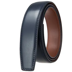Premium navy blue men's leather belt strap 3.5cm wide automatic style without buckle