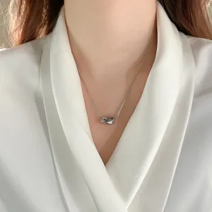Dames Grijze Kunstparel Ketting Zilveren Kleur Dubbellaags Cilinder Hanger Handgemaakte Lichte Luxe Choker Sieraden