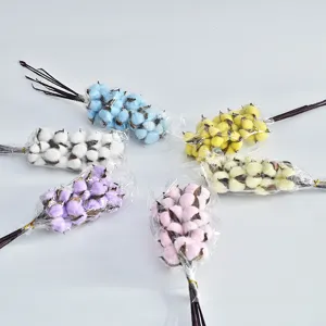 Branches de Fleurs de Coton Séchées Naturelles Tige Unique Arrangement Floral pour Noël DIY Décoration de Mariage Maison