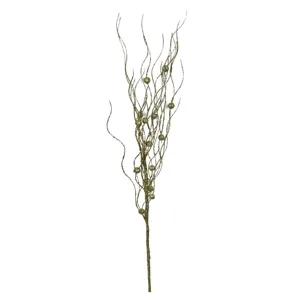 Decorazione natalizia da 43cm con rami dorati ondulati e sfere glitterate lucenti.