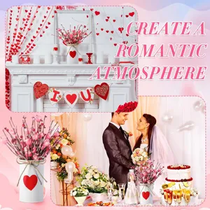 Branches de baies rouges de Saint-Valentin vase cœur décoration maison romantique