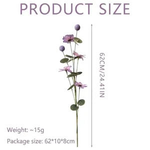 Eleganter lila künstlicher Eukalyptus-Gänseblümchen-Zweig, 62 cm hoch für Dekoration