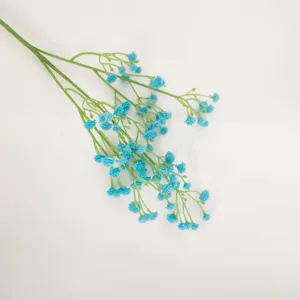 Rama de paniculata azul artificial de goma blanda para decoracion del hogar y bodas.