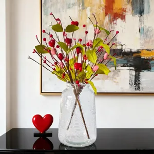 Branches de baies en forme de coeur Saint Valentin baies rouges artificielles déco maison