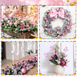 Bastoncini decorativi a spirale rosa glitterati per San Valentino e decorazioni natalizie