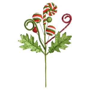 Noël paillettes sucre d'orge branche florale rouge vert décoration maison fête