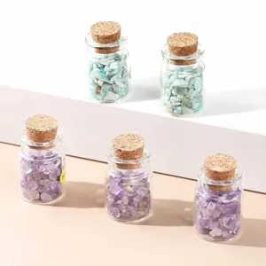 Surtido de botellas de deseos de cristal natural con tapones de corcho decorativos