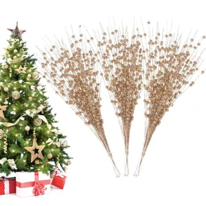 Glitzer Ball Weihnachtsbaum Dekoration Picks Multi Zweige Zweige Für Feiertagsstrauß DIY Party Arrangement Home Ornament