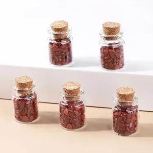 Botellas de deseos de piedra de cristal rojo natural con tapones de corcho decor