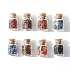Set de 8 botellas de deseos de cristal natural con tapones de corcho para energía curativa