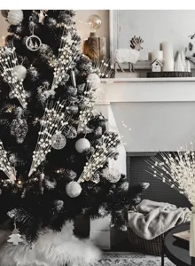 12pcs ramas de bayas con purpurina navideña flores artificiales para decoración.