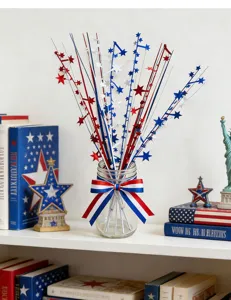 Patriotic Independence Day red white blue artificial star branches for home party decor.