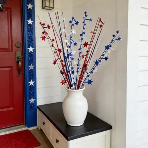 Independence Day artificial red white and blue star sprays for festive home party decor
