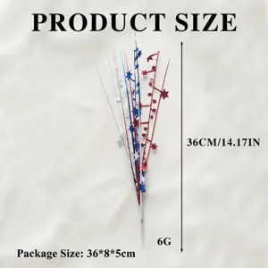 Independence Day themed red white and blue star spray decoration, 36cm length for party