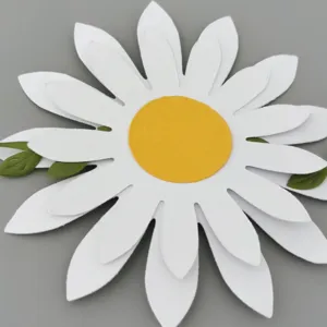 Detailed view of a handmade layered white paper daisy flower for festive wall decorations