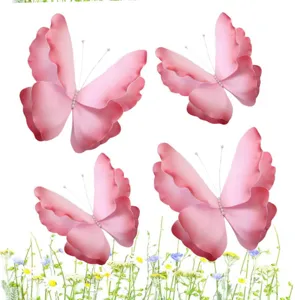 Detailed view of pink gradient artificial PE butterflies for wedding floral decor