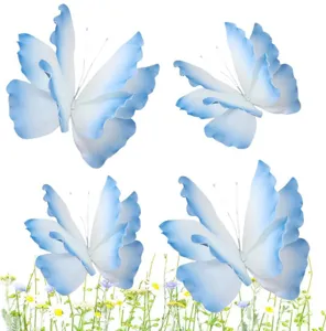 Large decorative PE gradient blue butterflies for Monet garden or wedding landscape decor