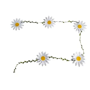 White and yellow daisy paper flower garland banner for birthday party wall decoration