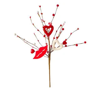 Valentinstag Deko-Stecker mit roten Herzen und Lippen für Hochzeitsdekorationen