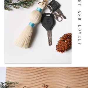 Handmade cotton woven tassel keychain stylish bag charm cute keyring accessory for daily use.