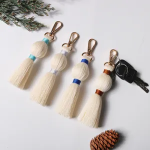 Handmade Cotton Braided Tassel Keychain Bag Pendant Bohemian Woven Rope Key Ring Women Fashion Accessories Gift