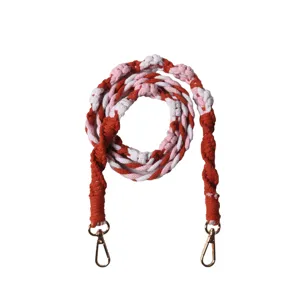 Bohemian braided cotton multi-color phone and bag strap with rose gold metal clasps