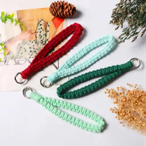 Woven phone lanyard wrist strap braided cotton key chain DIY phone charm accessory