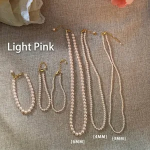 Luxus Minimalistisch Künstliche Perle Halskette Armband Elegant Kleine Perle Choker Für Damen Lila Weiß Rosa Schmuck Zubehör