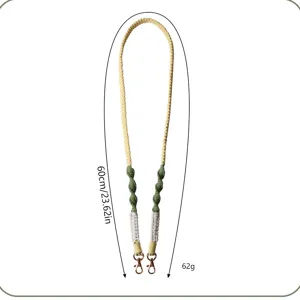 Detailed view of woven phone lanyard with 60cm length and dual metal clips