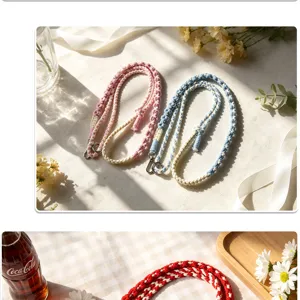 Handmade woven phone lanyard adjustable strap colorful braided cord for mobile bag neck chain
