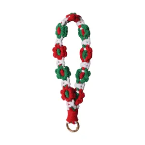 Handgewebter Blumen Schlüsselanhänger Gänseblümchen Tasche Charm Häkeln Handy Lanyard Floral Anhänger Damen Mädchen Geschenk