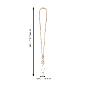 Wooden beaded lanyard with coffee cup charm and tassel, ideal for keys and work ID badges.