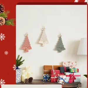 Suspension murale arbre de Noel en macrame fait main decor boho fete maison