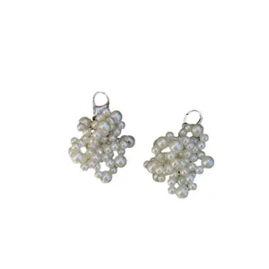 Versatile elegant clustered white pearl shoe buckles with silver lobster clasp jewelry charms