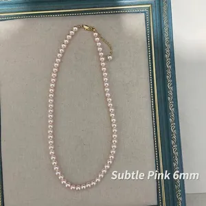 Elegante 6 mm zartrosa Perlenkette mit goldenem Verschluss und Verlängerungskette