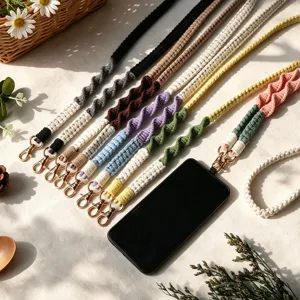 Handmade Braided Cotton Phone Lanyard Wrist Strap With Zinc Alloy Dual Buckle Anti-lost Colorful Hand Rope For Men Women