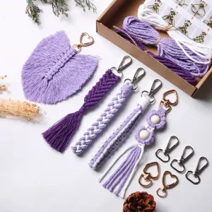 DIY Corda di Cotone Tessuta Portachiavi Pacchetto di Materiale Cinturino Fatto a Mano Ciondolo Borsa Accessori Artigianali