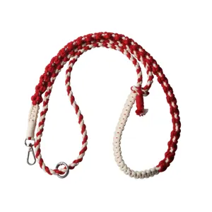 Red and white braided phone lanyard adjustable crossbody strap for mobile bag charm