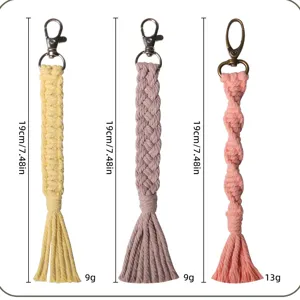 Handmade woven macrame keychain phone charm strap bag accessory detail specification.