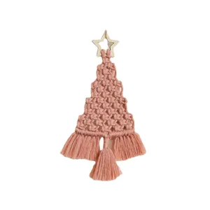 Ornement Suspendu Arbre de Noel Macrame Fait Main Decoration Murale Boheme Coton Etoile