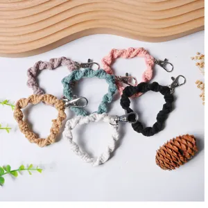 Hand-woven macrame mobile phone wrist lanyards in multiple colors with metal lobster clasp