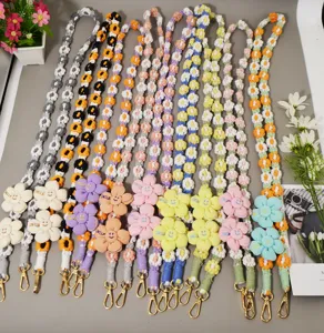 Böhmische gewebte Gänseblümchen Handykette, bunte gehäkelte Blumen Umhängeband universell.