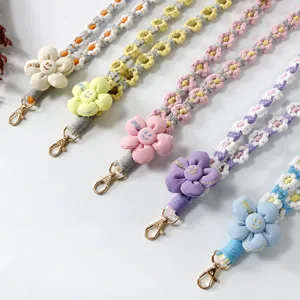 Bohemian Gewebtes Gänseblümchen Handy Lanyard Süß Handgemacht Blumen Handy Kette Gurt Universelles Zubehör