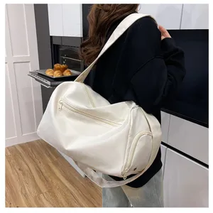 Bolsa de deporte blanca grande y moderna para yoga o viaje, llevada al hombro, espaciosa