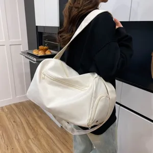 Bolsa de deporte blanca ligera de gran capacidad para yoga y viajes de fin de semana