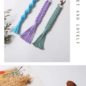 Handmade braided keychain Nordic style bag charm multi-color woven lanyard gift accessory