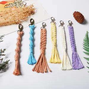 Nordic handmade woven keychain braided rope bag charm cute mobile phone pendant accessory gift
